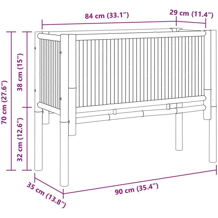 Trädgårdsodlarbädd Bambufiber vidaXL 90 x 35 x 70 cm – bild 12