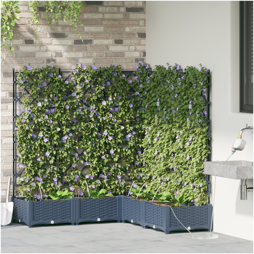 Trädgårdsodlare med Vattensystem 5 st Grå vidaXL 120 x 120 x 126 cm – bild 3