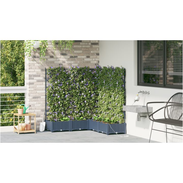Trädgårdsodlare med Vattensystem 5 st Grå vidaXL 120 x 120 x 126 cm – bild 4