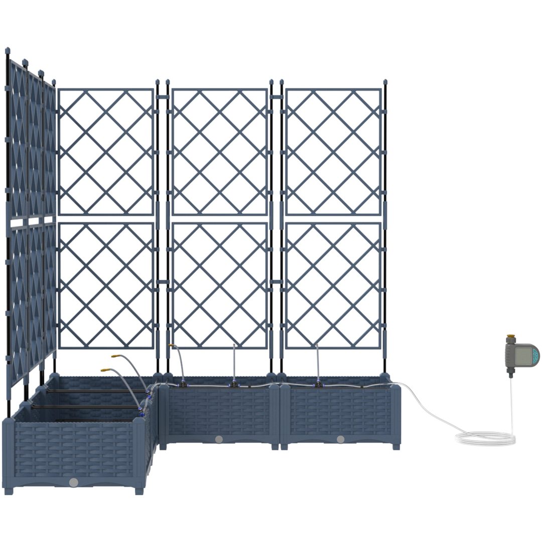 Trädgårdsodlare med Vattensystem 5 st Grå vidaXL 120 x 120 x 126 cm – bild 5