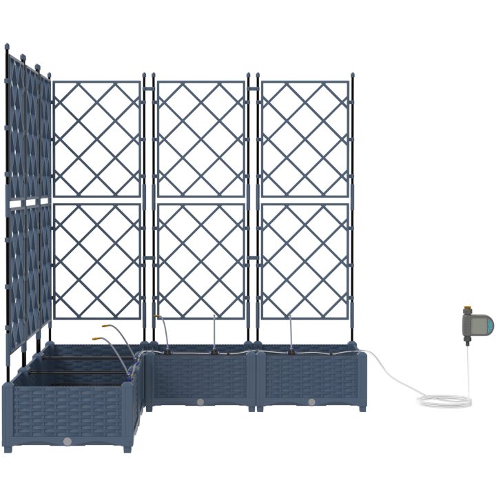 Trädgårdsodlare med Vattensystem 5 st Grå vidaXL 120 x 120 x 126 cm – bild 5
