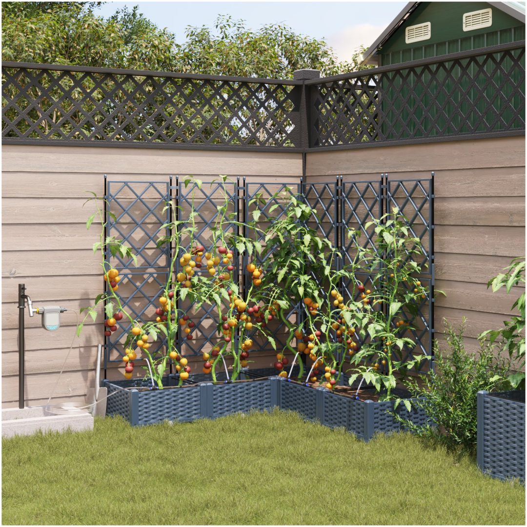 Trädgårdsodlare med Vattensystem 5 st Grå vidaXL 120 x 120 x 126 cm