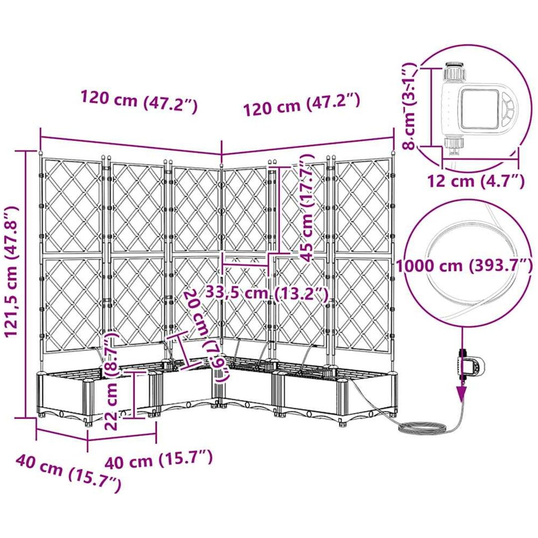 Trädgårdsodlare med vattensystem 5 st Svart vidaXL 120 x 120 x 126 cm – bild 11