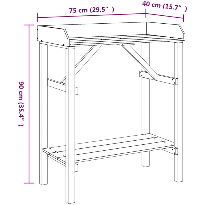 Trädgårdsodling Bord Akacia Massivt Trä Tall vidaXL 75 x 40 x 90 cm – bild 10
