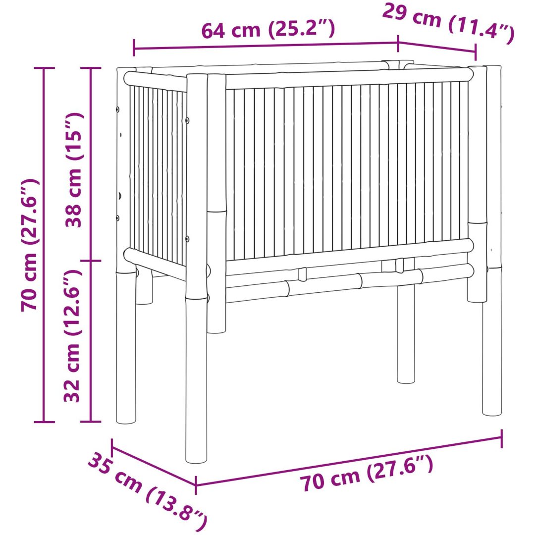 Trädgårdsodlingsbädd Bambufiber vidaXL 70 x 35 x 70 cm – bild 12