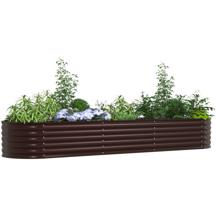 Trädgårdsodlingslåda Brun Galvaniserad Stål vidaXL 320 x 80 x 44 cm – bild 3