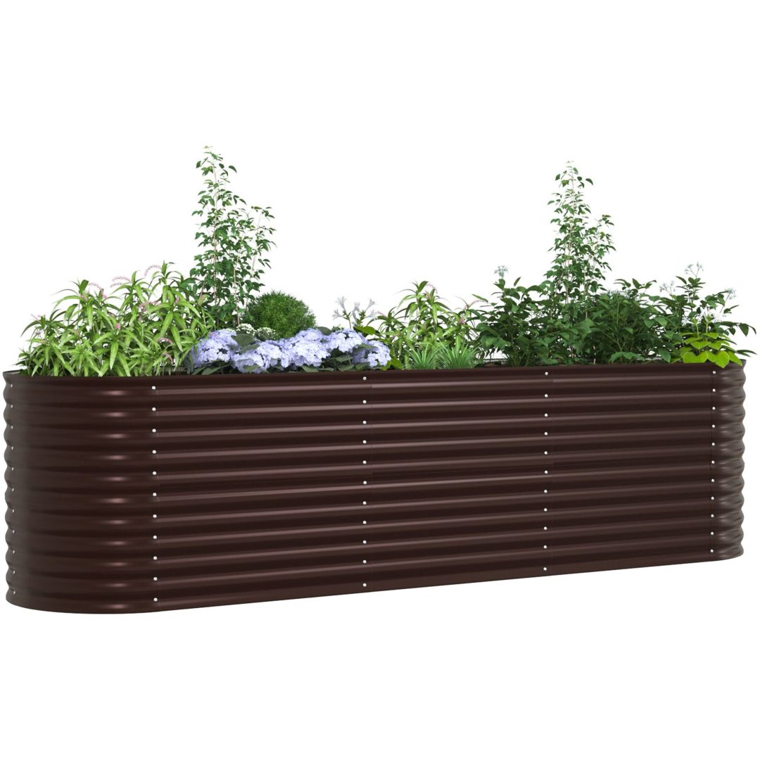 Trädgårdsodlingslåda Brun Galvaniserat Stål vidaXL 320 x 80 x 81 cm – bild 3