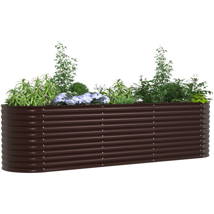 Trädgårdsodlingslåda Brun Galvaniserat Stål vidaXL 320 x 80 x 81 cm – bild 3