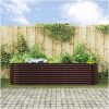 Trädgårdsodlingslåda Brun Galvaniserat Stål vidaXL 320 x 80 x 81 cm – miniatyr 4