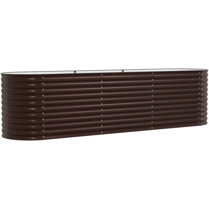 Trädgårdsodlingslåda Brun Galvaniserat Stål vidaXL 320 x 80 x 81 cm – bild 5