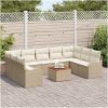 Trädgårdsofa-set 10 pcs Beige, vit Rattans, polyester vidaXL 8 - Sits – miniatyr 3
