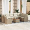 Trädgårdsofa-set 10 pcs Beige, vit Rattans, polyester vidaXL 8 - Sits – miniatyr 1