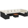Trädgårdsofa Set 11 pcs Svart, vit Rattans, polyester vidaXL Stor – miniatyr 2