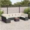 Trädgårdsofa Set 11 pcs Svart, vit Rattans, polyester vidaXL Stor – miniatyr 3