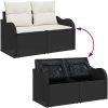 Trädgårdsofa Set 11 pcs Svart, vit Rattans, polyester vidaXL Stor – miniatyr 10