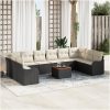 Trädgårdsofa Set 11 pcs Svart, vit Rattans, polyester vidaXL Stor – miniatyr 1