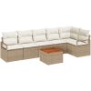 Trädgårdsofa Set 7 pcs Beige, vit Rattan, Metall, Tyg vidaXL Stor – miniatyr 2