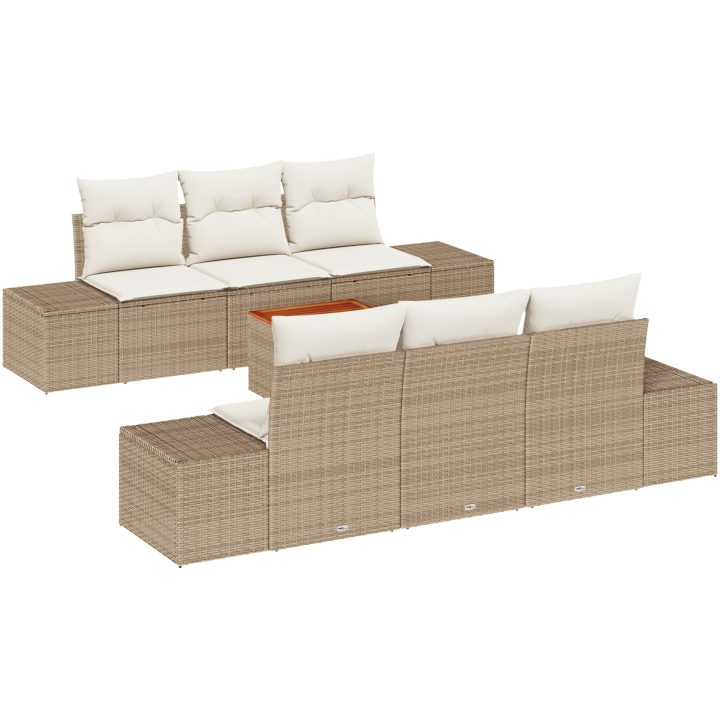 Trädgårdsofa-set 7 pcs Beige, vit vidaXL 55 x 55 x 37 cm – bild 2