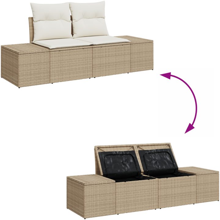 Trädgårdsofa-set 7 pcs Beige, vit vidaXL 55 x 55 x 37 cm – bild 8