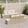 Trädgårdsofa-set 7 pcs Beige, vit vidaXL 55 x 55 x 37 cm – miniatyr 1