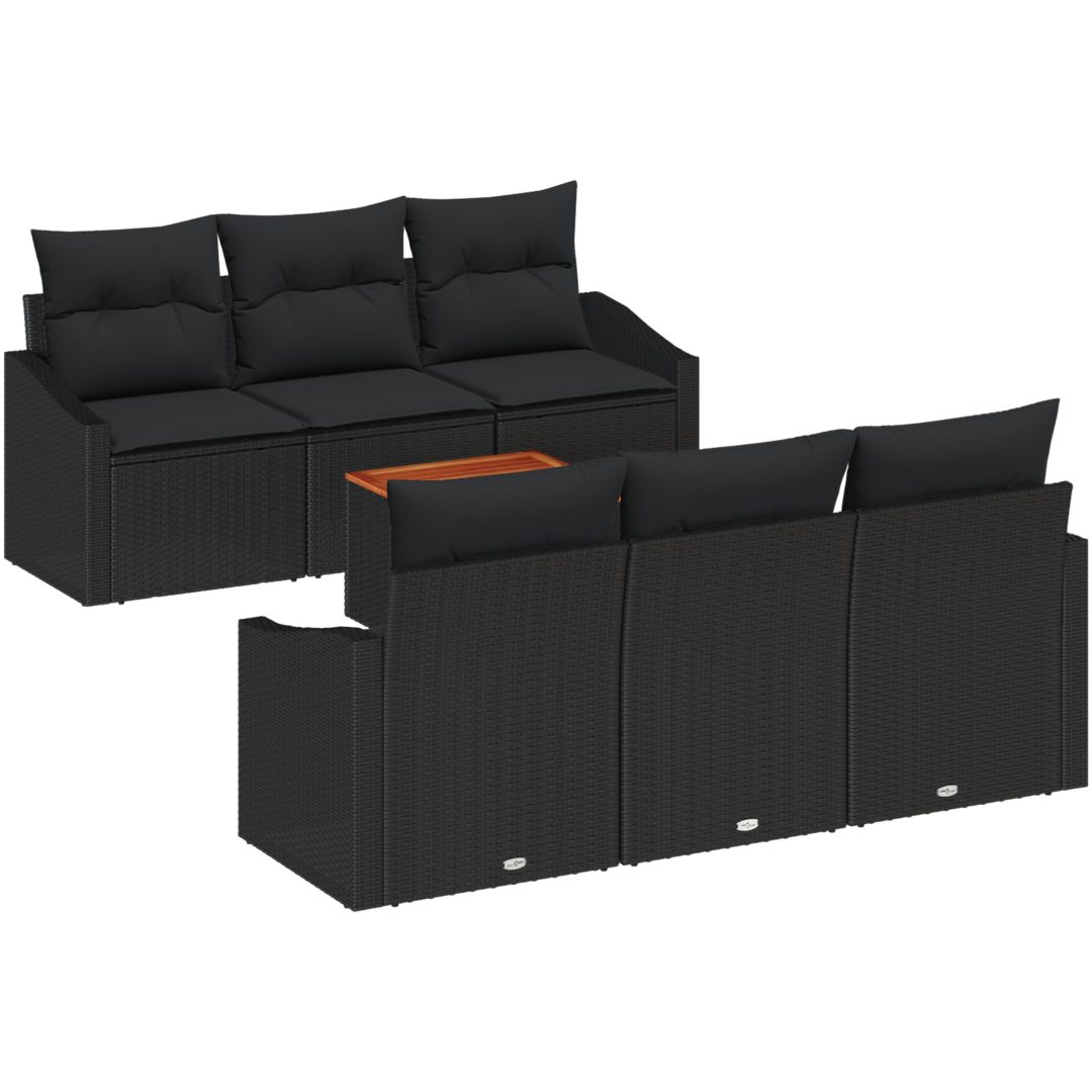 Trädgårdsofa-set 7 pcs Svart vidaXL 55 x 55 x 37 cm – bild 2