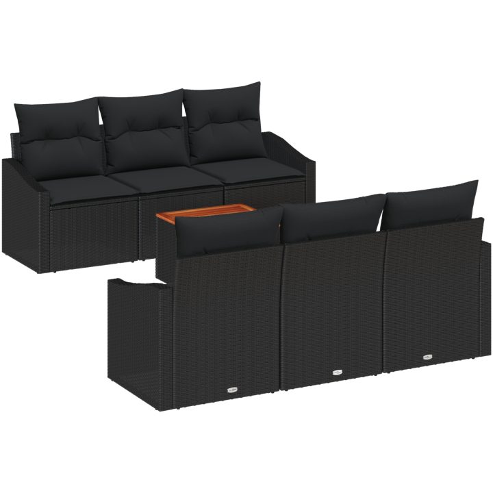 Trädgårdsofa-set 7 pcs Svart vidaXL 55 x 55 x 37 cm – bild 2