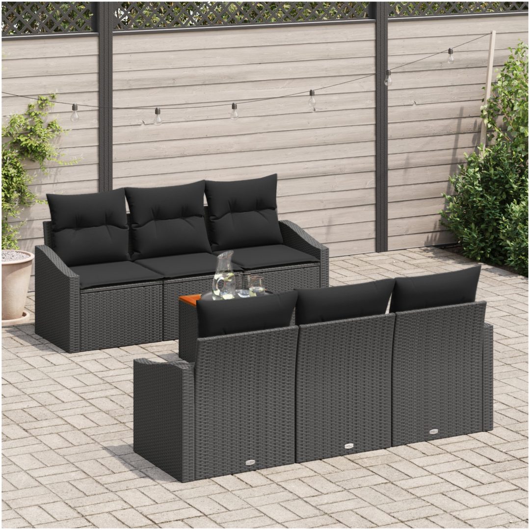 Trädgårdsofa-set 7 pcs Svart vidaXL 55 x 55 x 37 cm – bild 3