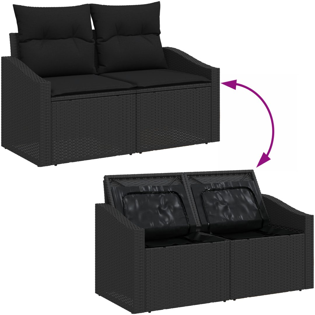 Trädgårdsofa-set 7 pcs Svart vidaXL 55 x 55 x 37 cm – bild 9