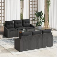 Trädgårdsofa-set 7 pcs Svart vidaXL