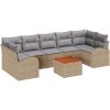 Trädgårdsofa-set 8 pcs Beige, ljusgrå Rotting, Tyg, Stål vidaXL Stor – miniatyr 2