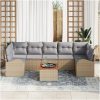 Trädgårdsofa-set 8 pcs Beige, ljusgrå Rotting, Tyg, Stål vidaXL Stor – miniatyr 3