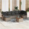 Trädgårdsofa Set 8 pcs Grå Poly Rattan, Stål, Trä vidaXL Stor – miniatyr 1