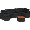 Trädgårdsofa Set 8 pcs Svart Rattan och akaciaträ vidaXL Stor – miniatyr 2