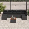 Trädgårdsofa Set 8 pcs Svart Rattan och akaciaträ vidaXL Stor – miniatyr 3
