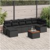 Trädgårdsofa Set 8 pcs Svart Rattan och akaciaträ vidaXL Stor – miniatyr 1