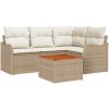 Trädgårdsoff set 5 pcs Beige, vit Rattan och polyester vidaXL Stor – miniatyr 2