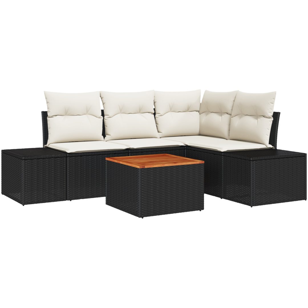Trädgårdsoff Set 5 pcs Svart, vit vidaXL 55 x 55 x 37 cm – bild 2