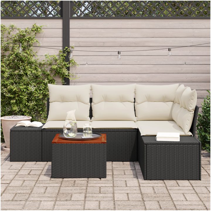 Trädgårdsoff Set 5 pcs Svart, vit vidaXL 55 x 55 x 37 cm – bild 3