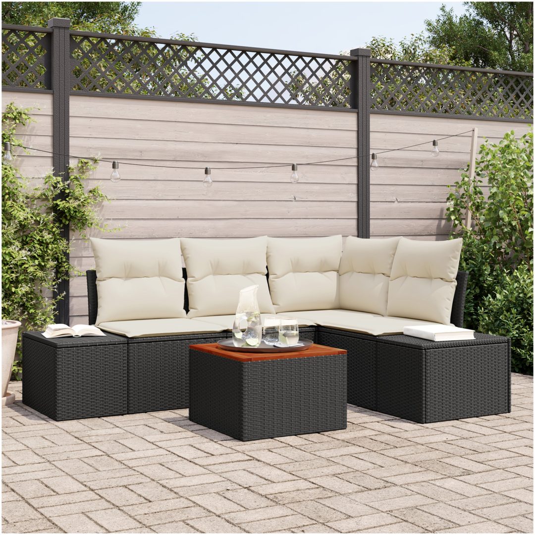 Trädgårdsoff Set 5 pcs Svart, vit vidaXL 55 x 55 x 37 cm
