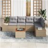 Trädgårdsoff-set 6 pcs Beige, ljusgrå Rattan och stål vidaXL 55 x 55 x 37 cm – miniatyr 3