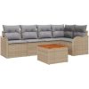 Trädgårdsoff-set 6 pcs Beige, ljusgrå Rattan, polyester vidaXL Stor – miniatyr 2