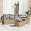 Trädgårdsoff set 6 pcs Beige, ljusgrå Rattans, polyester vidaXL Stor – miniatyr 3