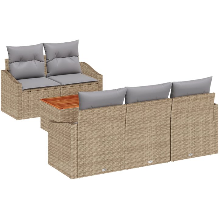 Trädgårdsoff-set 6 pcs Beige, ljusgrå vidaXL 55 x 55 x 37 cm – bild 2