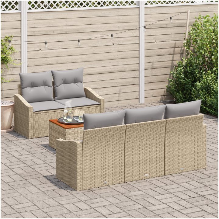 Trädgårdsoff-set 6 pcs Beige, ljusgrå vidaXL 55 x 55 x 37 cm – bild 3