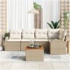 Trädgårdsoff-set 6 pcs Beige, vit Rattan, Polyesterkudde vidaXL Stor – miniatyr 3