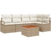 Trädgårdsoff-set 6 pcs Beige, vit Rattan, trä vidaXL Medium – miniatyr 2
