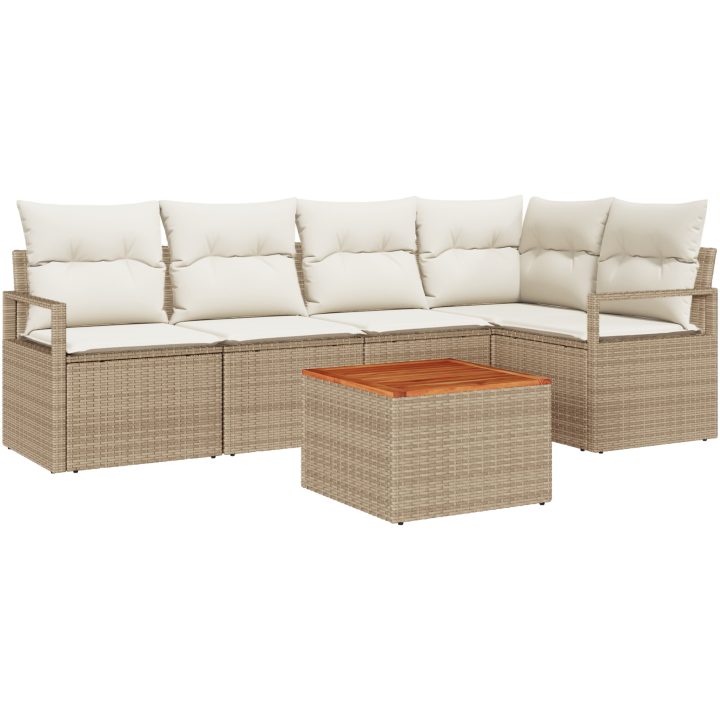 Trädgårdsoff-set 6 pcs Beige, vit Rattan, trä vidaXL Medium – bild 2