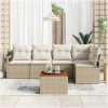 Trädgårdsoff-set 6 pcs Beige, vit Rattan, trä vidaXL Medium – miniatyr 3