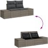 Trädgårdsoff-set 6 pcs Grå Rotting, Polyesterkuddar vidaXL 55 x 55 x 37 cm – miniatyr 10