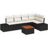 Trädgårdsoff set 6 pcs Svart, vit Rattan och polyester vidaXL 55 x 55 x 37 cm – miniatyr 2